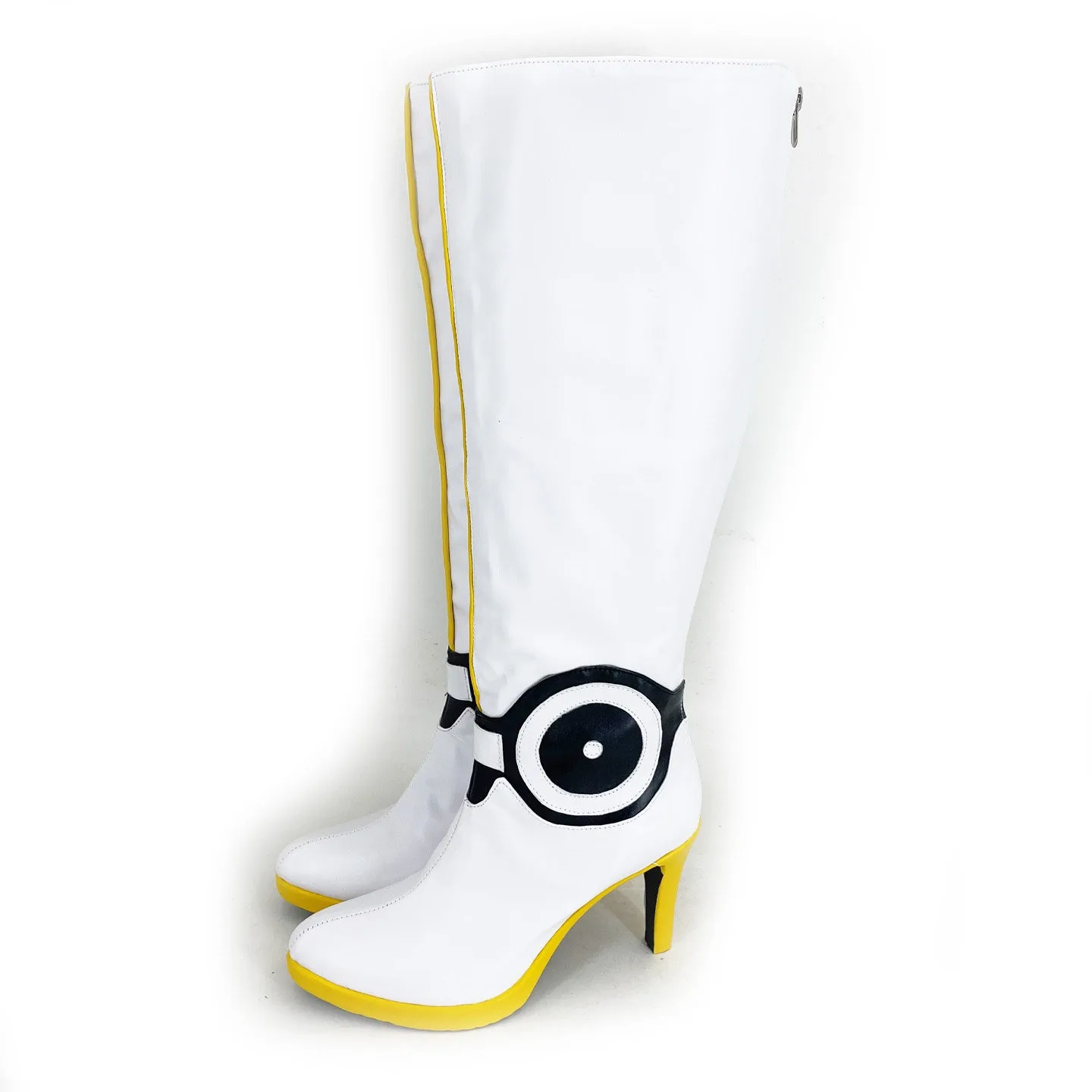 Yuriko High Heels Anime Cosplay Shoes White PU Leather Shoes Custom Made Halloween Carnival Boots Cosplay Props