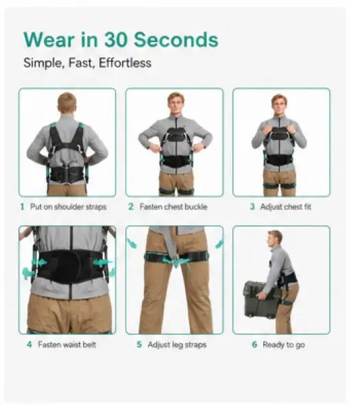 Ergonomic Labor Strain Reduction Exoskeleton For Heavy Lifting For Warehouse Logistics Operations And Heavy Box Moving