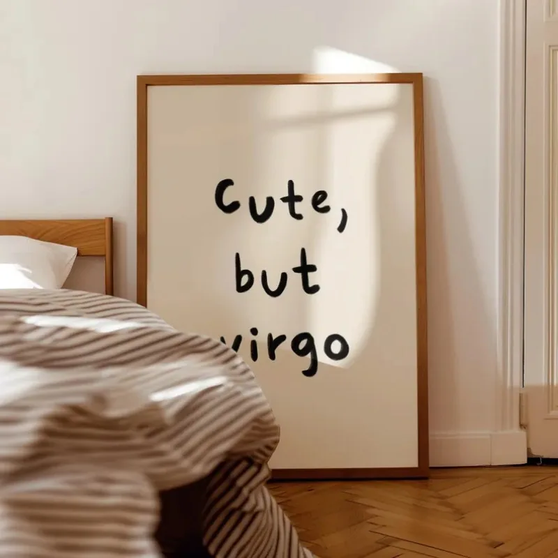 Cute But Virgo Trendy Zodiac Poster Minimalist Typography Star Sign Modern Astrological Canvas Painting Wall Art Dorm Room Decor