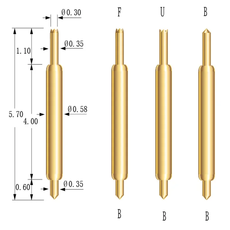 Bga Duplo-cabeça Pino 058-jj bb bu bf 5.7 mm Semicondutor Duplo-cabeça Teste de Alta Frequência Pino ic Dois-ended Telescópico 100 Peças
