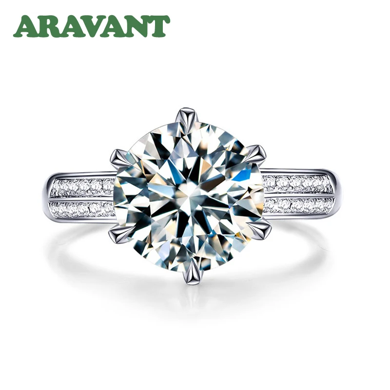 Aravant 925 Silver 6/7/8mm Round Zircon Adjustable Ring For Women Fashion Jewelry