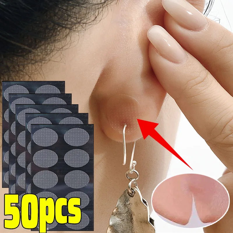10/50 Stück unsichtbare Ohrläppchen-Schutzaufkleber für gestreckte Ohrläppchen, selbstklebend, lindert Belastung schwerer Ohrringe, Ohrpflaster