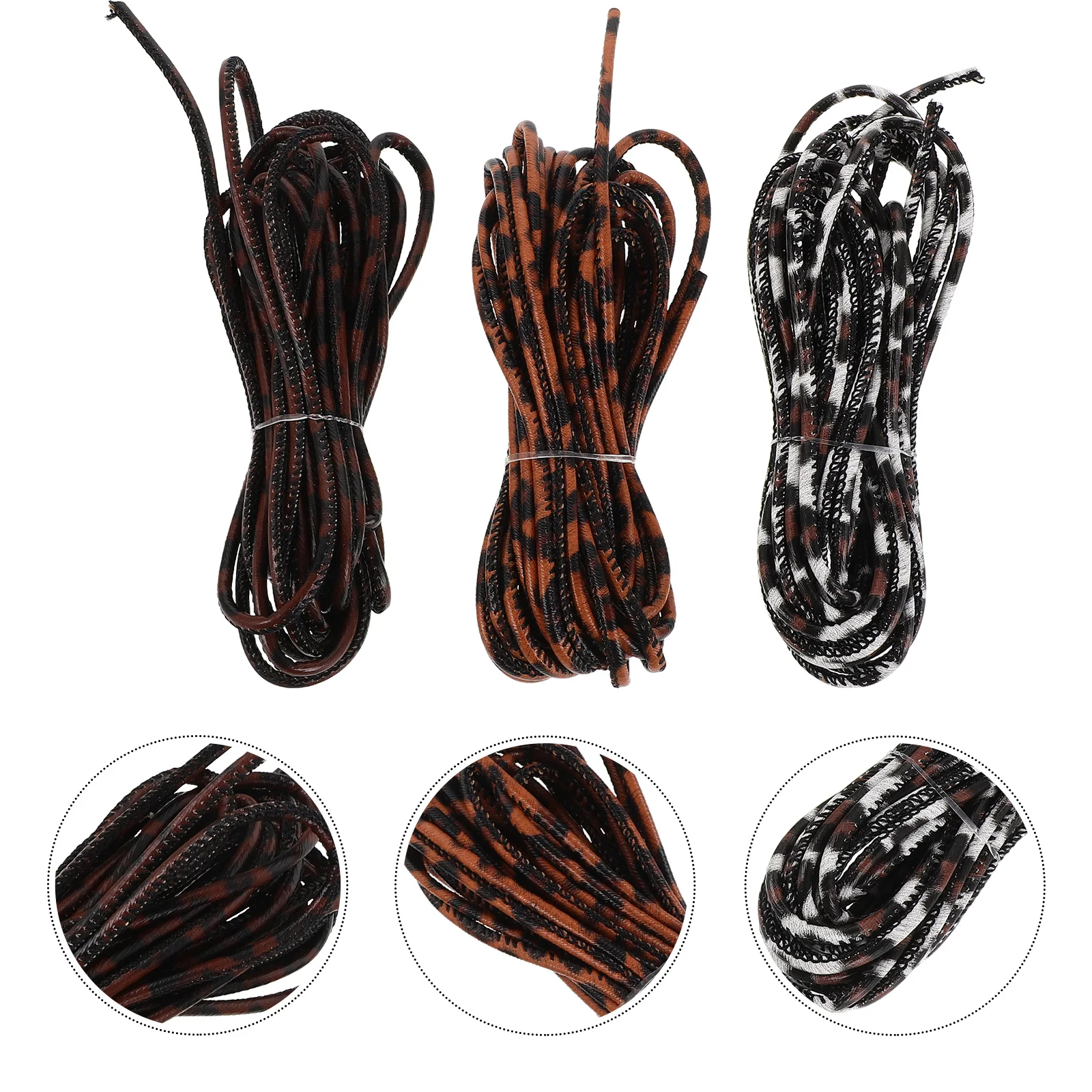 

3Pcs Leopard PU Cord Soft Braided Necklace Bracelet Rope DIY Jewelry Art Crafts Beading String Supplies
