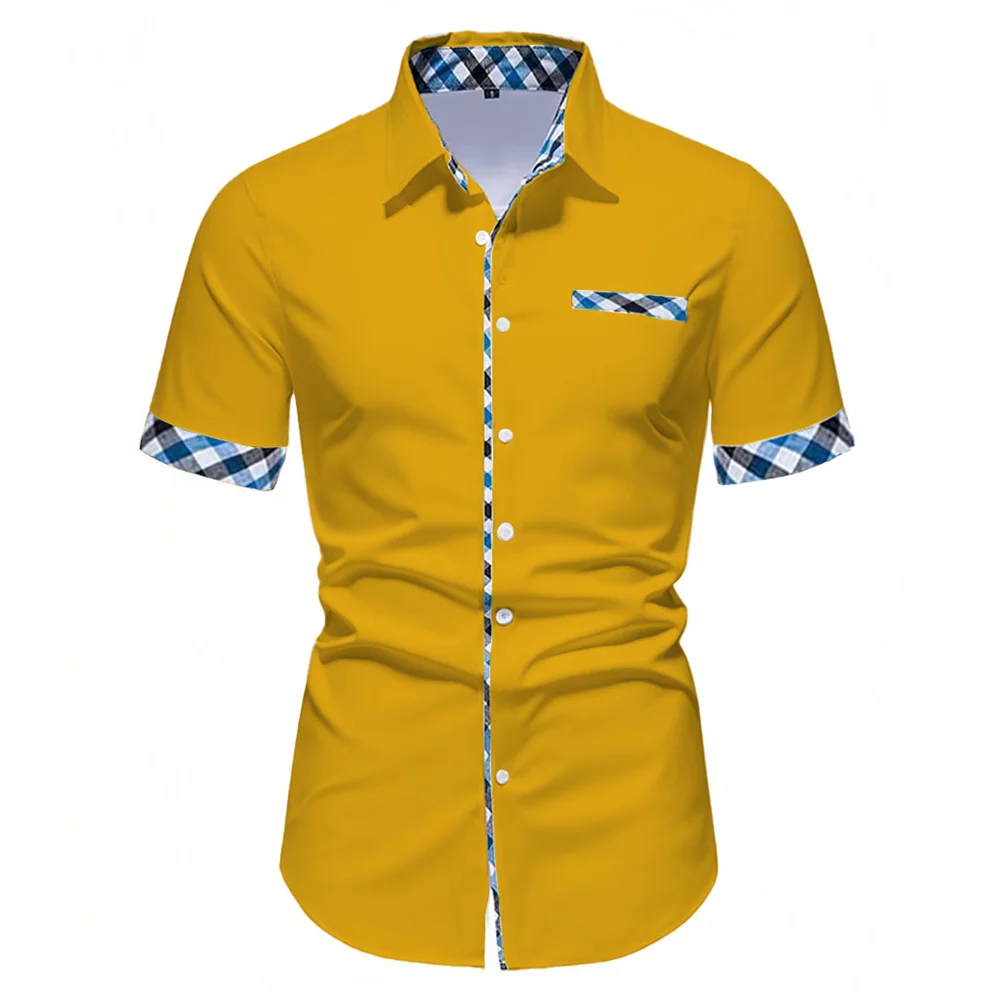 10 colors summer new men's short-sleeved shirt solid color clothing business casual daily comfortable basic men's tops