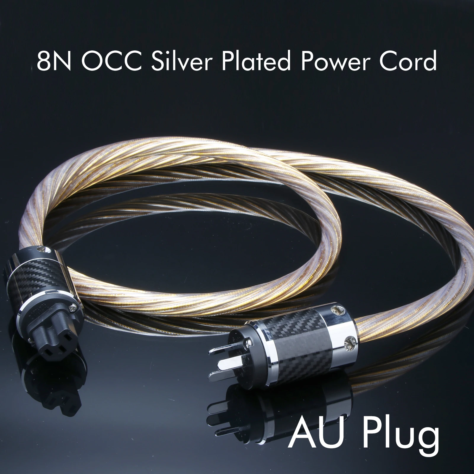 Hifi Power Cable Gold 8N OCC Silver Plated Power Cord 11AWG for Amplifier IEC 320 C15 Audio EU/US/AU Version Power Wire