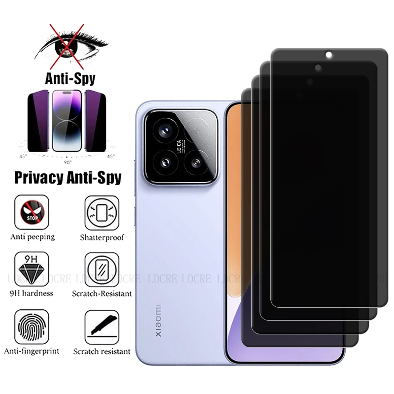1-4Pcs Für Xiaomi 15 Glas Xiaomi 15 Screen Protector Abdeckung Schutzhülle 9H HD Anti-Spy Privatsphäre gehärtetem Glas Xiaomi 15 Xiaomi15