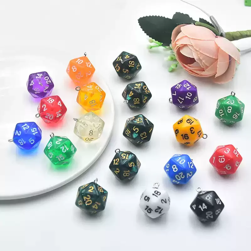 1pcs Acrylic 20 Sides Solid Color Transparent Color Digital Sieve Pendant DIY Handmade Jewelry Pendant Accessories Material
