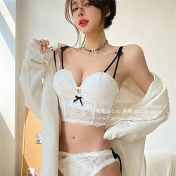 Ensemble Femme 2 Pièces Push Up Bras and Panty Set for Women Sexy Embroidery Lingerie Set White Lace Bra Ropa Interior Femenina