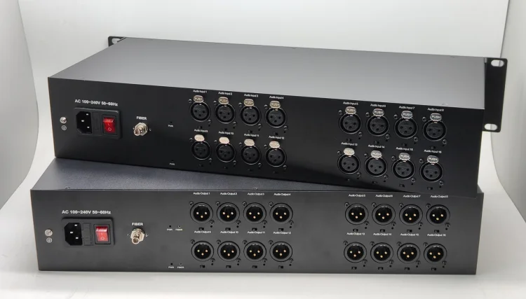 16-Channel XLR Balanced Audio ST Fiber Optical Converter 20km Extender Transmitter Receiver for Professional Audio Networking