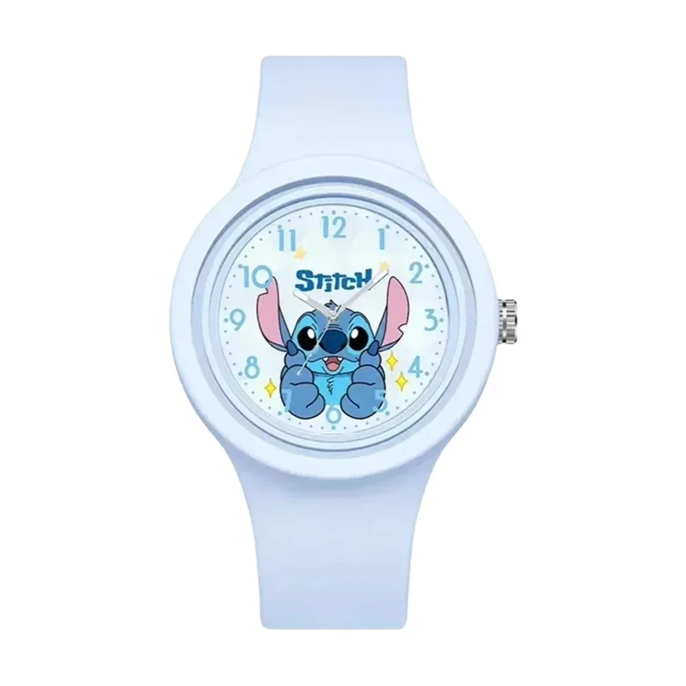 

Детские круглые кварцевые часы Stitch для девочек с силиконовым ремешком, студенческие часы, детский подарок, игрушка Para Ninos