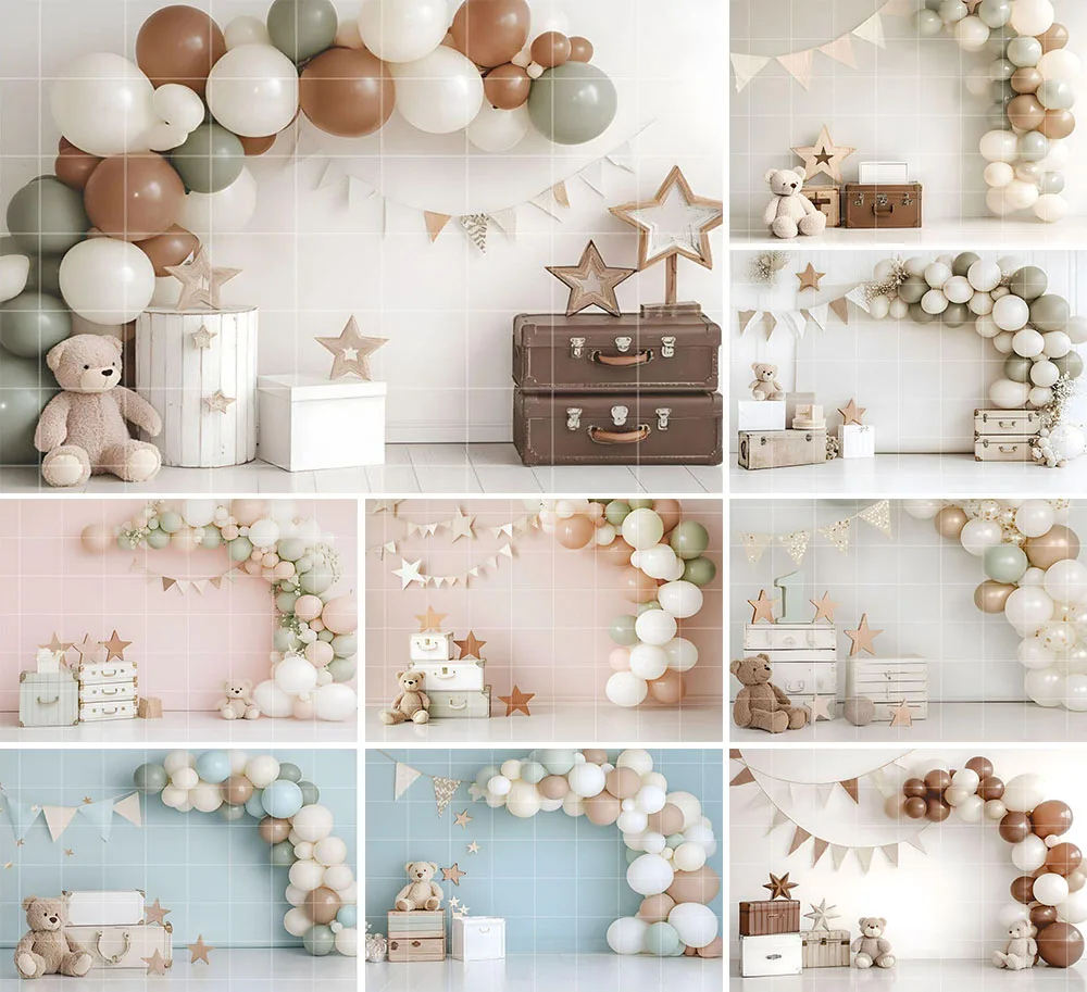 mehofond-sfondo-fotografico-simpatico-orso-arco-palloncino-bambini-festa-di-compleanno-torta-smash-ritratto-decor-sfondo-foto-studi