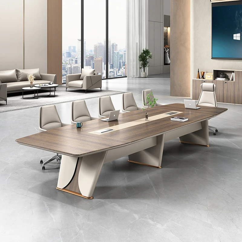 Factory Modern Large Wooden Commercial Rectangular Office Furniture Meeting Room Board Training Table Set 12