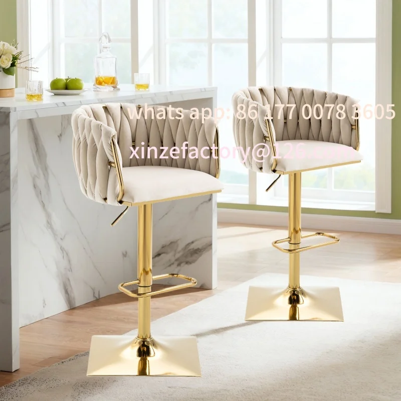 

Customizable 2PC Vintage Bar Stool with Backrest and Footrest Counter Height Dining Chair For Kitchen Island Dining Room Bar