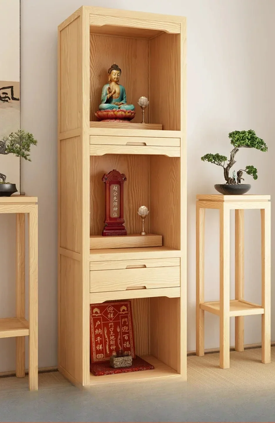Three-layer Shrine Cabinet Against The Wall, Buddhist Shrine Household Integrated New Chinese Vertical Cabinetn29