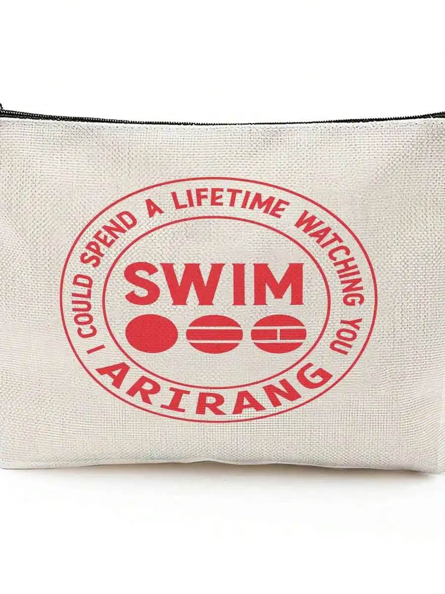 

Red Swim Arirang Stamp Logo Canvas Zipper Cosmetic Bag For Women Large Capacity Travel Toiletry Pouch