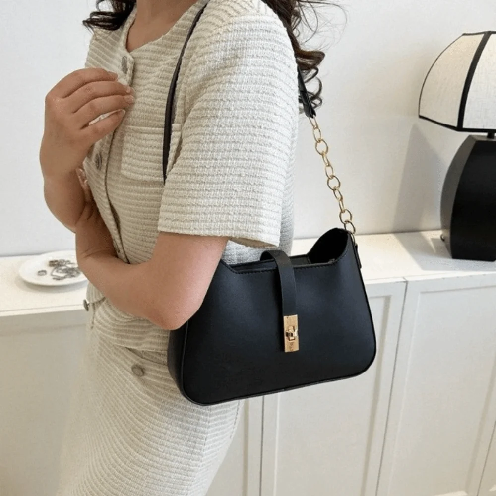 

Casual Solid Color PU Underarm Bag Shoulder Pouch Tote Bag Women Shoulder Bag Korean Style Coin Purse Chain Handbag Office