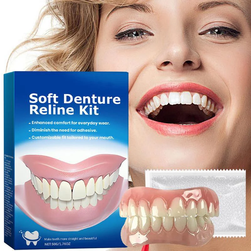 50g Silicone Denture Kit Denture Silicone Liners Soft Denture Soft Denture Kit Teeth Upper And Lower Set Easy Use Safe Urable