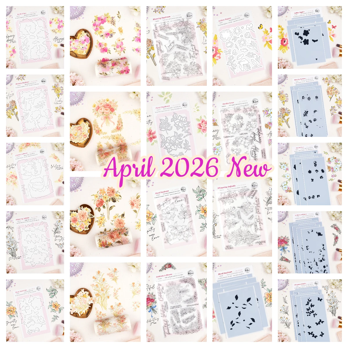 

Blooming Daydream Metal Cutting Dies Stamps Hot Foil Stencils DIY Handmade Scrapbook Photo Album Diary Card Make April 2026 New