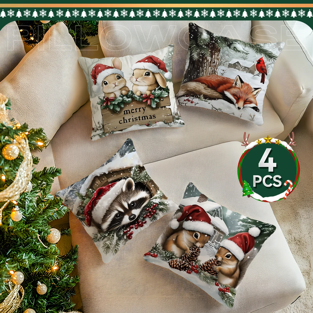 لطيف عيد الميلاد أرنب الوسائد الزخرفية المخدة غطاء وسادة بوليستر رمي وسادة أريكة الديكور غطاء وسادة #1