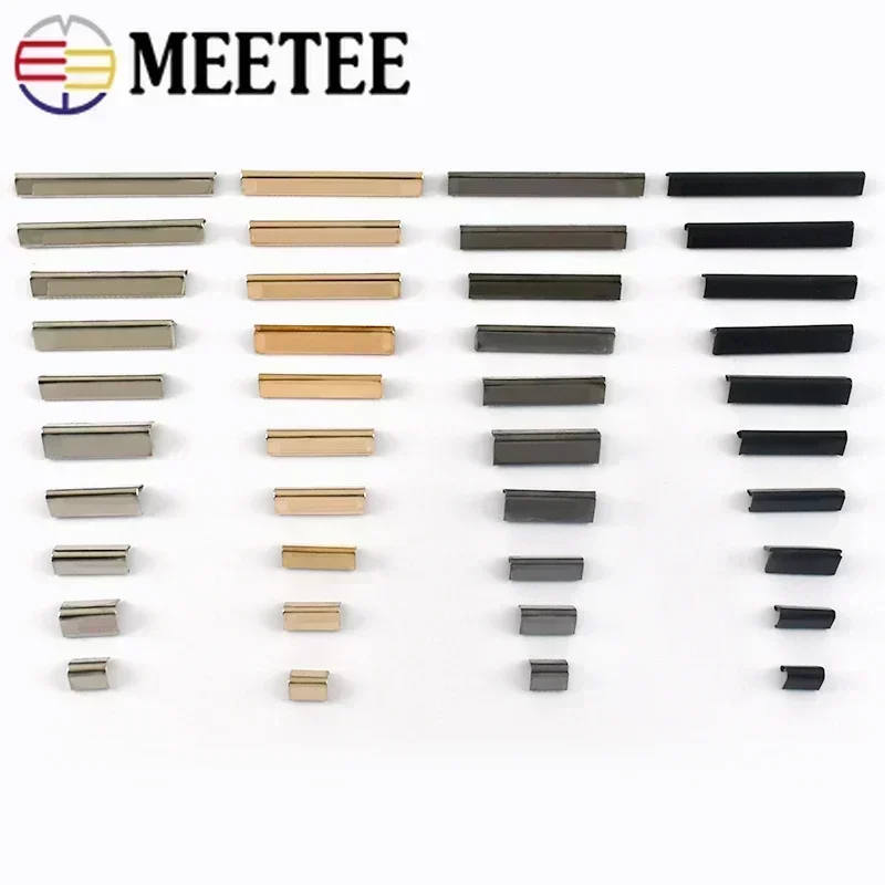 Meetee 10 pz 10-60mm cinturino in metallo coda clip fibbia bretelle cintura estremità serratura portafoglio fermacorda in pelle fibbie accessori fai da te