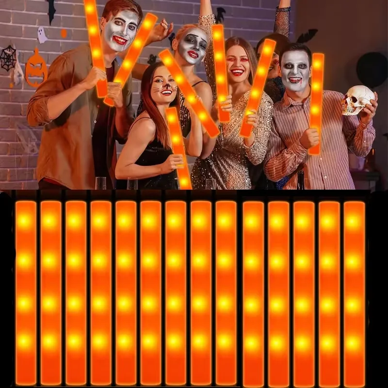 100PCS LED Glow Sticks Bulk Colorful RGB Glow Foam Stick Cheer Tube Dark Light for Xmas Birthday Wedding Party Supplies