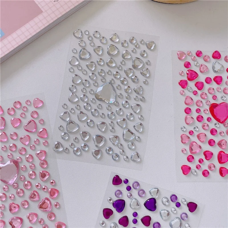 Autocollants 3D diamant brillant, cristal acrylique, décoration tridimensionnelle, strass pour enfants filles, DIY bricolage