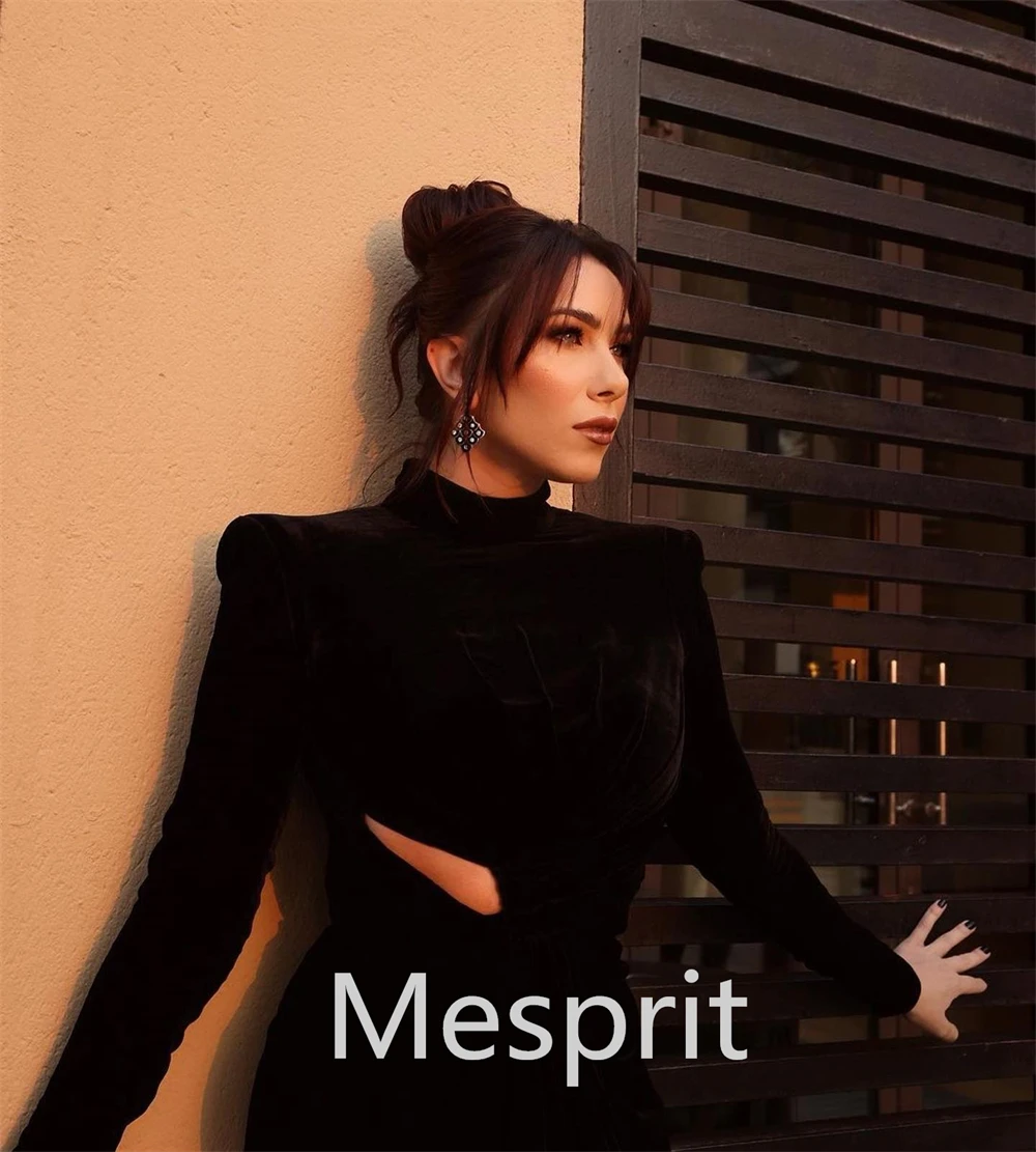 Mesprit-vestido de noche con cuello alto, prenda sencilla de satén vertical, longitud hasta el suelo, personalizada, a la moda