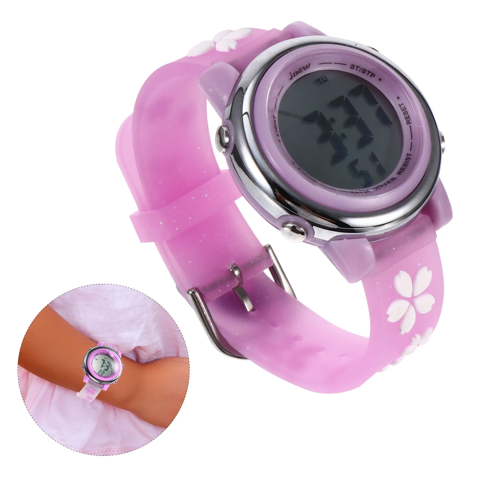 1pc Waterproof Watch Cartoon Wristwatch Electronic Flower Pattern For Outdoor School Durable Comfortable Design