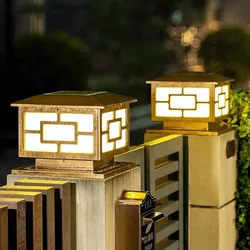 LED Salor Light Outdoor Waterproof Pillar Garden Lam Remote Control Decoration Light Solar Lantern Powered For Courtyard Outdoor