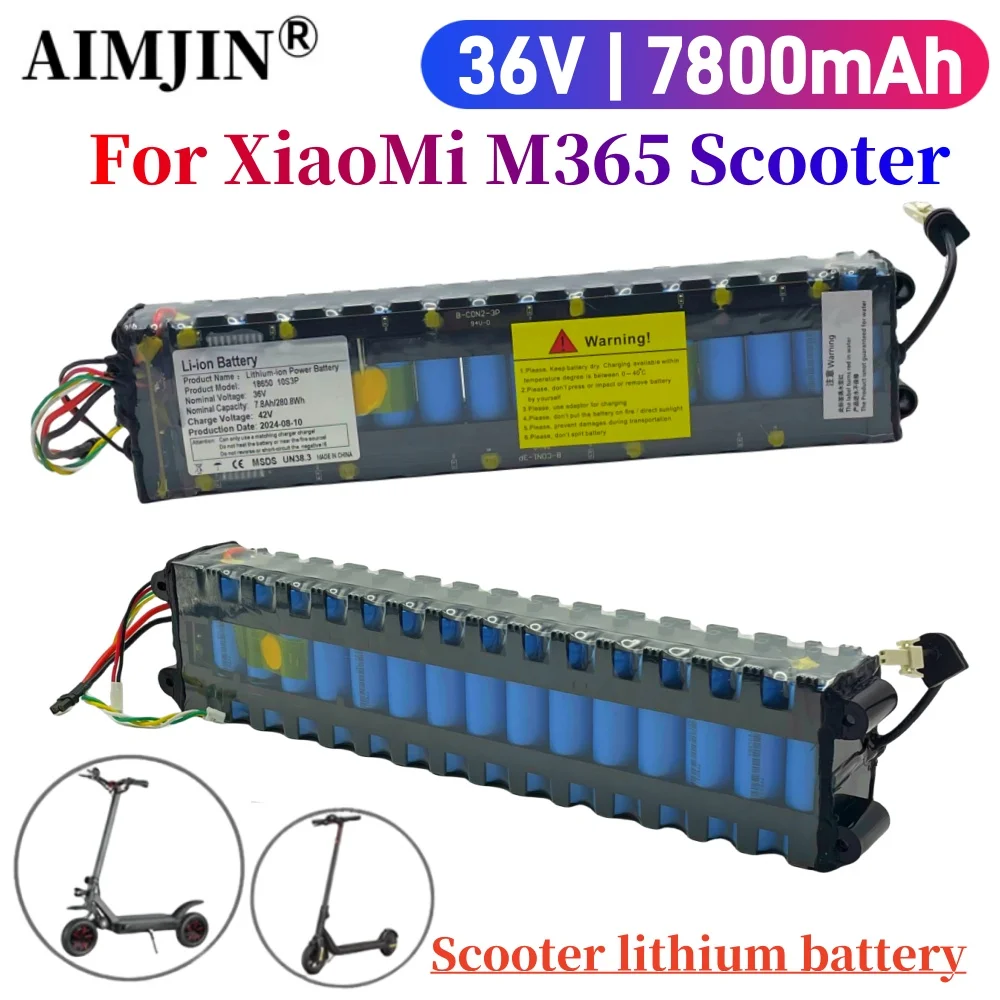 10S3P 36V 7800mAH lithium-ion rechargeable battery with communication APP protection board, suitable for Xiaomi electric scooter