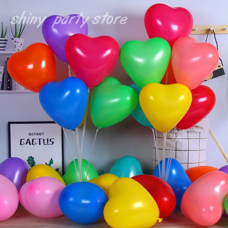 

50pcs 12inch Red Heart Balloons Thick Matte Colors Helium Air Balls Multicolored Globos Birthday Party Decor Baby Shower Toy