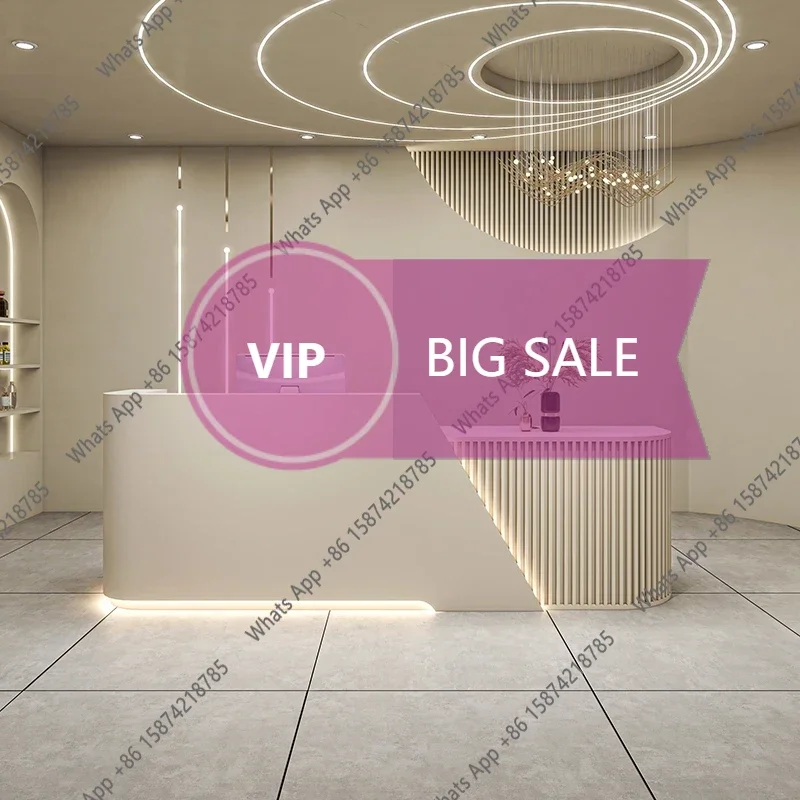 A-X Beauty Salon Reception Desks Counter Bar Front Lectern L- Shape Cashier Reception Center Office Schreibtisch Furniture Count