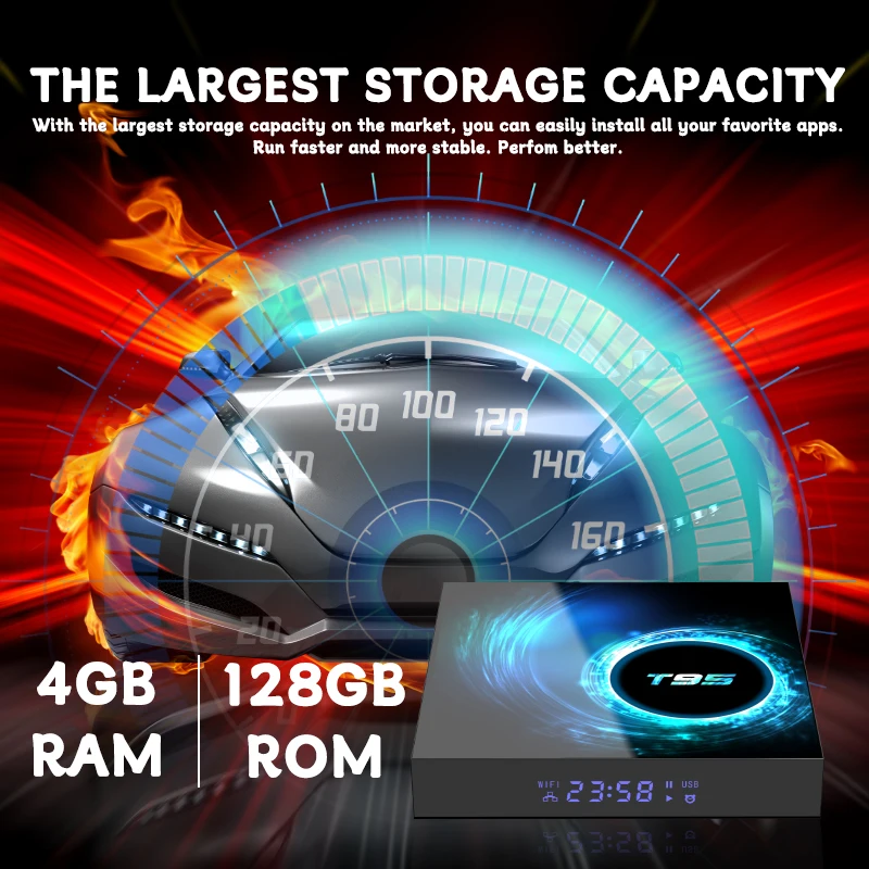 Android 10 T95 tv box HD 6K bluetooth 5.0 يدعم الوسائط المتعددة في تنسيق الفيديو المتعدد 5G Set Top Box
