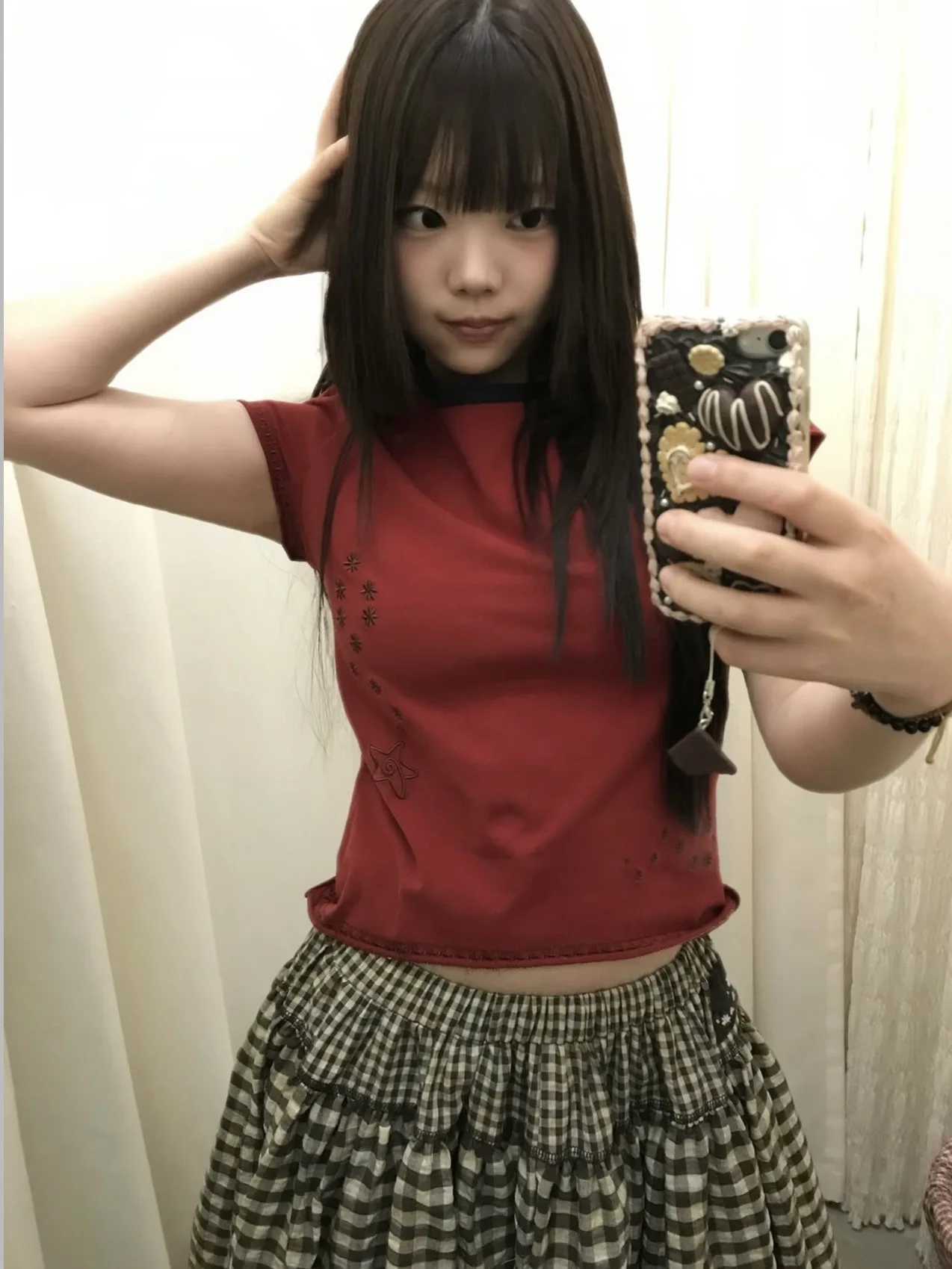 

Coyseio Pure Cotton ort Sve T-irt Star Embroidery Korean Sle Women's Summer Faion Slim Fit Cotton 00% Top