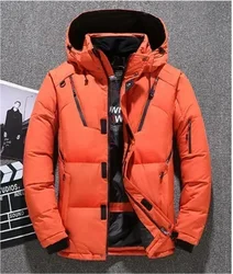 Winter new men's winter outdoor thick winter coat high quality windproof cold white duck down short fashion down jacket size 5XL