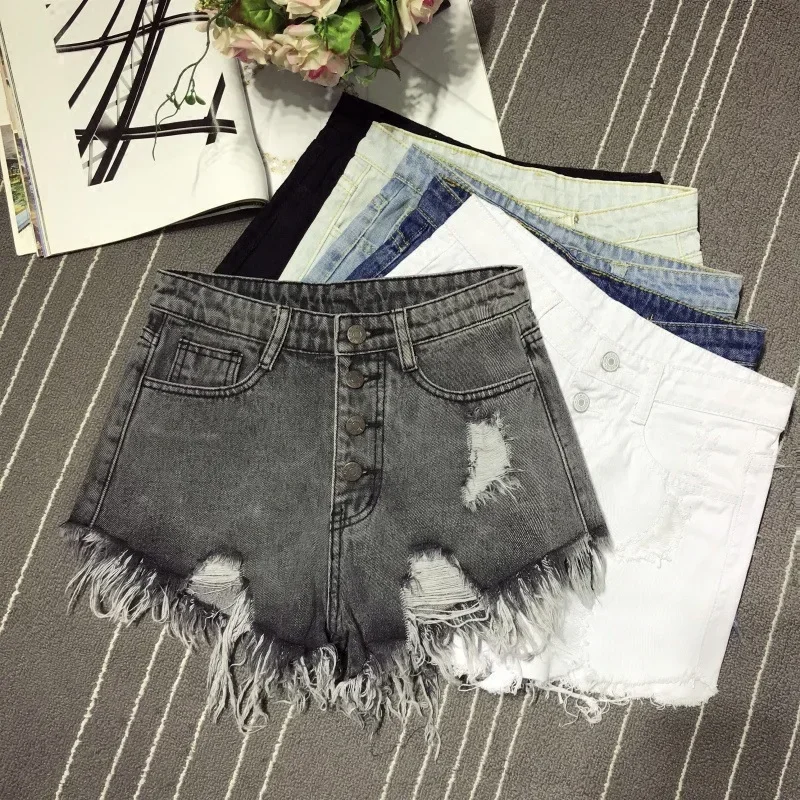 Female Fashion Casual Summer Cool Women Denim Booty Shorts High Waists Fur-lined Leg-openings Big Size Sexy Short Jeans