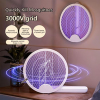 3000V Electric Mosquito Racket Mosquito Killer Lamp 1200mA USB Rechargeable Foldable Mosquito Swatter Fly Swatter Repellent Lamp