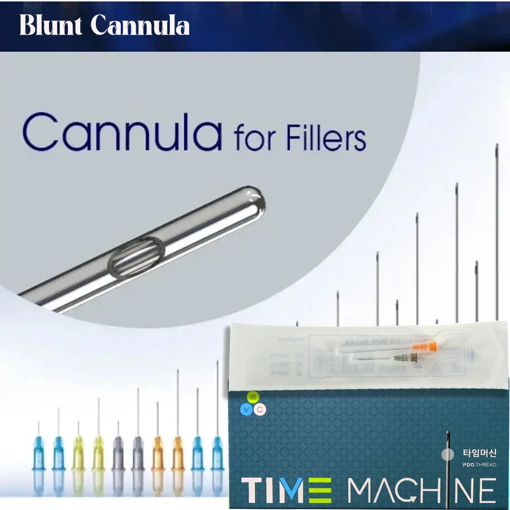 A Box of 50pcs Micro Tip Blunt Cannula for Lip/Nose Filler 22G 50mm 25G 50mm 27G 38mm Disposable Stainless Steel Blunt Needles