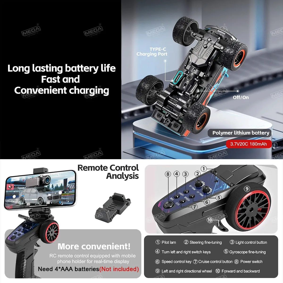 Wltoys 6407 1/64 FPV Mini Samochód RC z Kamerą w Pierwszej Osobie, Monitor, Mata Startowa, 6407-C Samochód Zdalnie Sterowany z Kamerą HD, Zabawka Wyścigowa