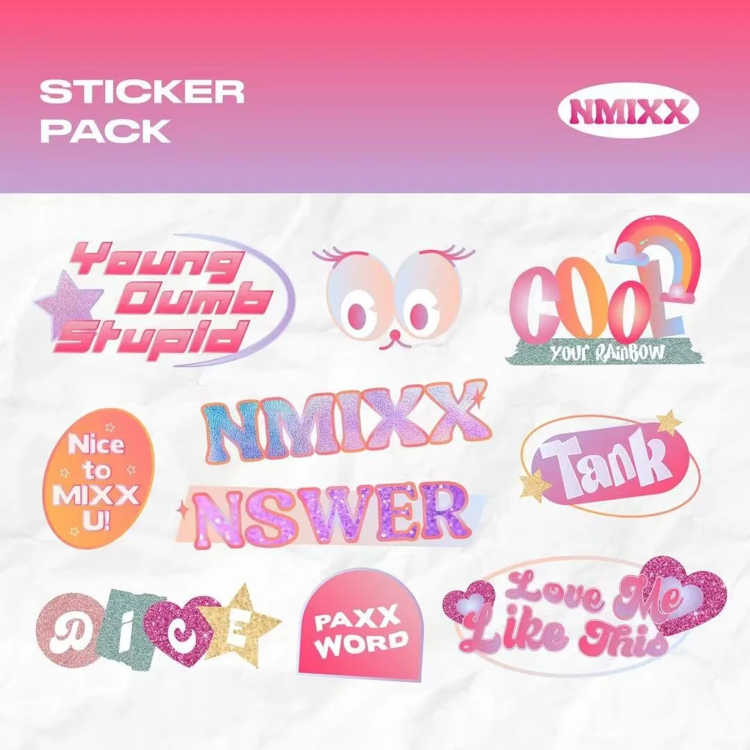 KPOP NMIXX Cute Cartoon Stickers LILY HaeWon SullYoon Waterproof Stickers BAE JiWoo KyuJin Fans Collection Gifts Star Surround