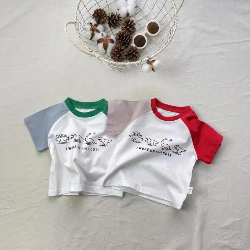 

2026 Summer New Baby Short Sleeve T Shirts Cotton Boys Cute Cartoon Print Tee Infant Girls Loose Tops Toddler Clothes