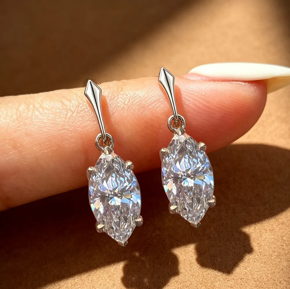 5x10mm 1carat Marquise Cut Moissanite Drop Earrings for Women S925 Silver Solitaire  Diamond Stud Earring with GRA Fine Jewelry