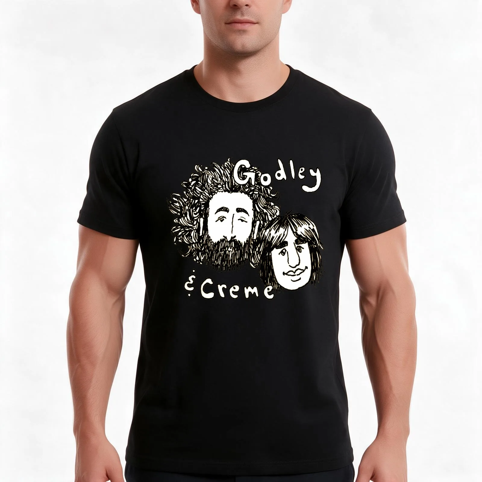 Godley & Creme T-Shirt, Summer Casual Cotton Tee, Oversized Streetwear Tops, Vintage Graphic Print, Loose Fit Short Sleeve
