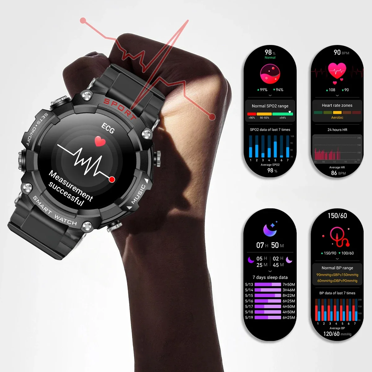 For Android IOS with Earbuds 3 IN 1 Smartwatches Local Music Speaker MP3 Headphone All in One Sports Smart Watch