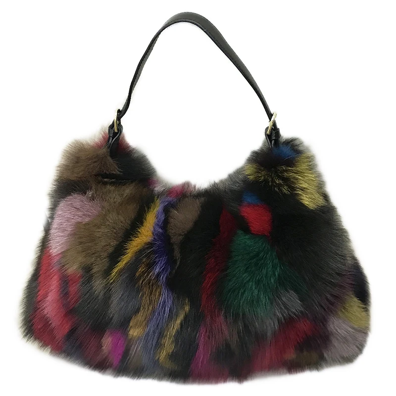 

2024 Female Bag Handbags For Women Natural Fur Bag Genuine Leather Bag Designer Bags Luxury Real Fox Fur Handbag