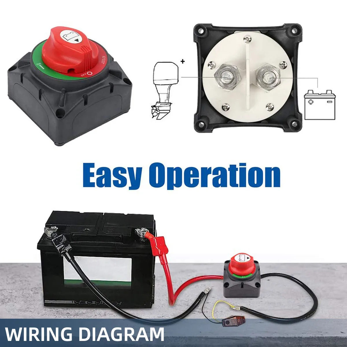 High Current Battery Disconnect Switch, 600A Continuous Battery Master Switch, 12V-48V Battery Kill Isolator Switch for Boat RV