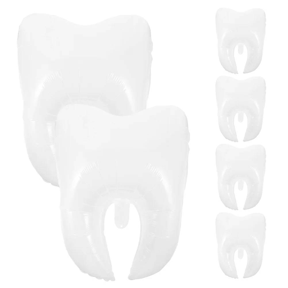 

6pcs Tooth Shaped Balloons Large Baby Shower Birthday Party Favors Inflatable Pe Balloon Decorative Scene Layout Props Wedding