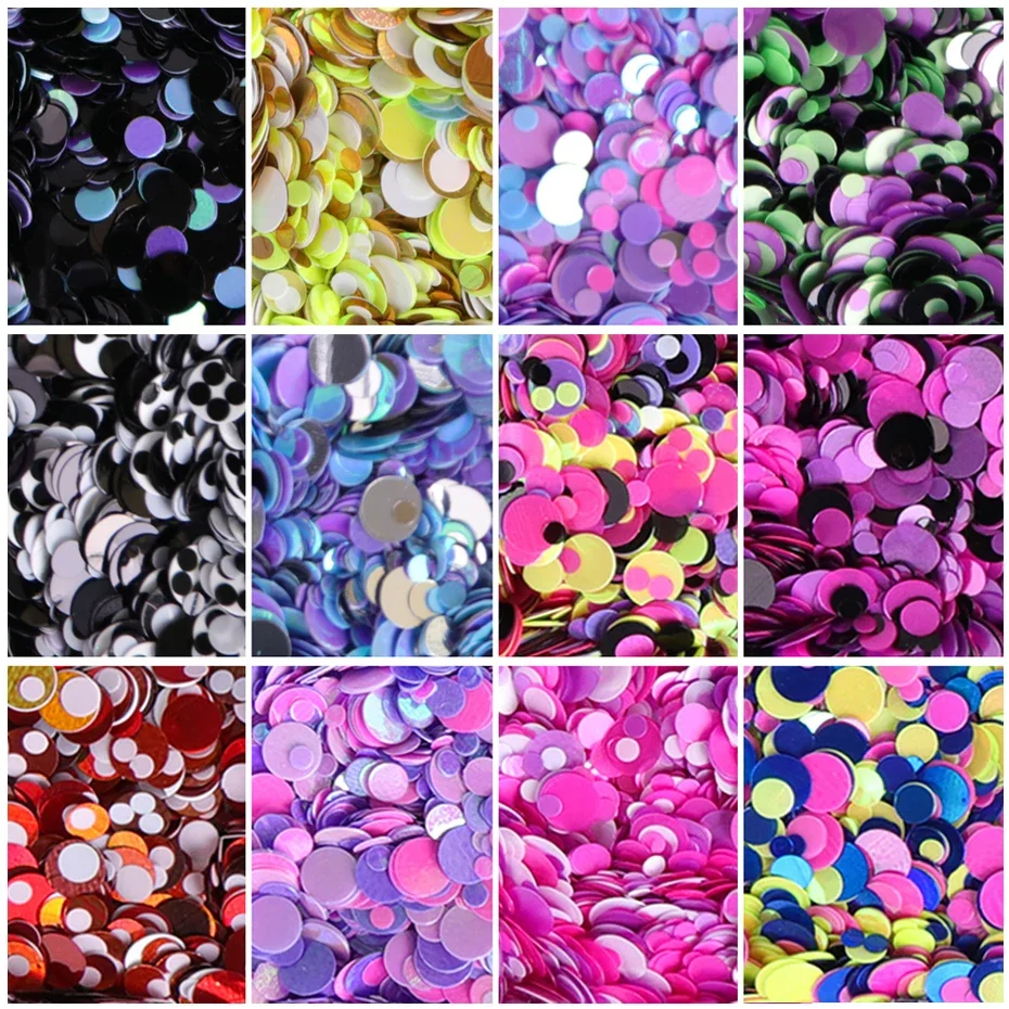 Etui Nail Glitter Powder Sequins Round Butterfly Heart 3D Flakes Holographic Powder Manicure Decoration