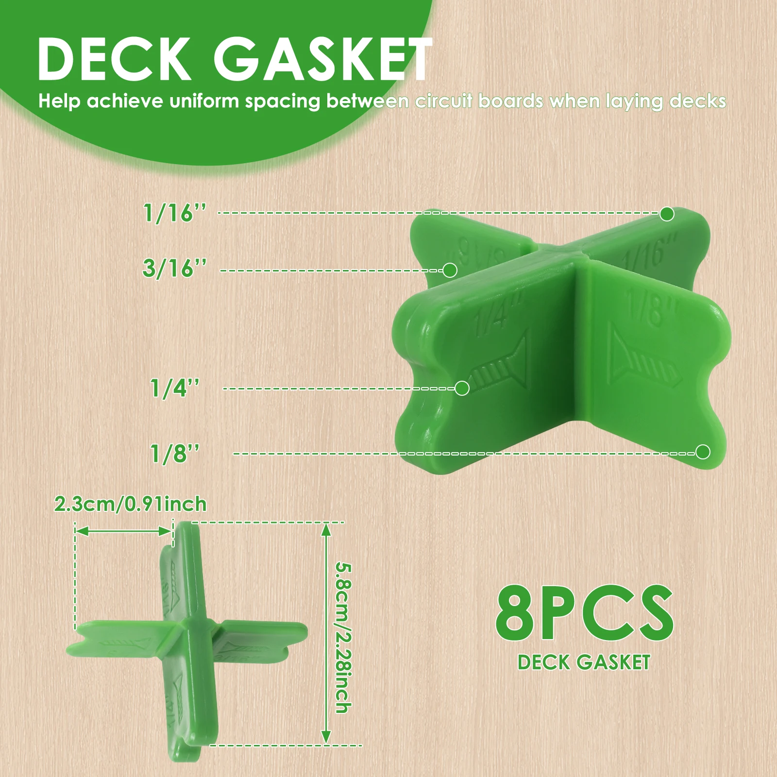 8/4pcs Deck Spacer Tool ABS 4 Thicknesses Deck Board Spacers 1/16