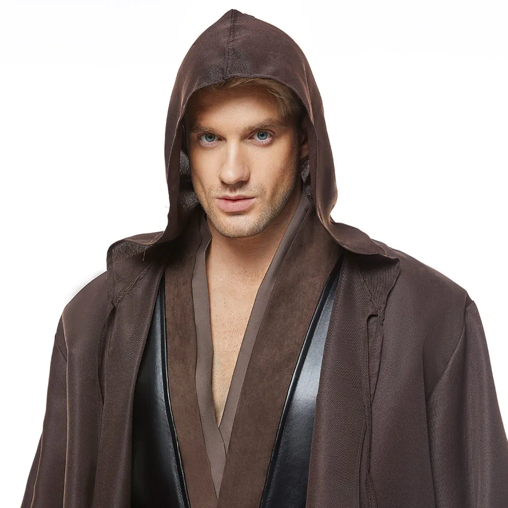 Película batalla espacial Halloween Jedi Anakin Skywalker disfraz Cosplay uniforme de cuero marrón capa traje de fiesta de Carnaval para hombres